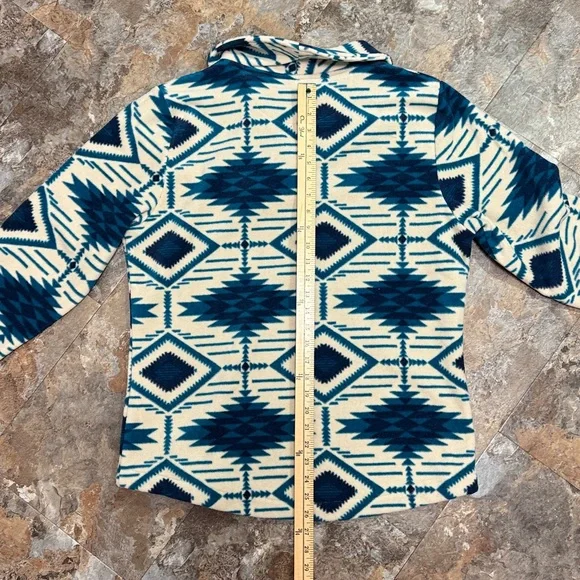 Women’s L Outback trading teal and cream fleece Aztec pullover - Picture 4 of 7